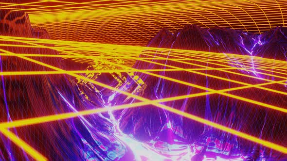 Retro Futuristic Cosmos Galaxy Planet with Neon alt