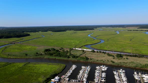 Panoramic High Angle Yacht Parking in Marina Aerial Top View of Boats