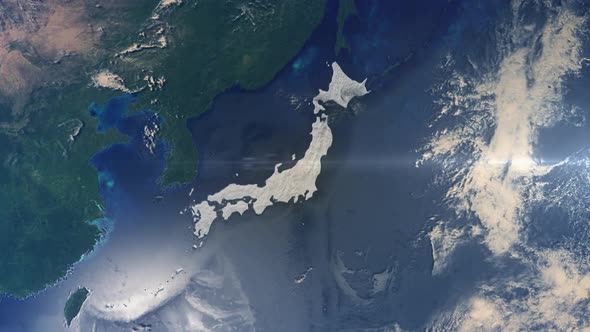 Realistic Earth Zoom Highlight Country Japan