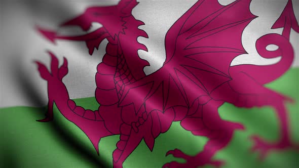 Wales Flag Textured Waving Close Up Background HD