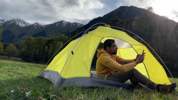 Camping in Mountains of North Caucasus in Fall Season Arkhyz KarachayCherkessia