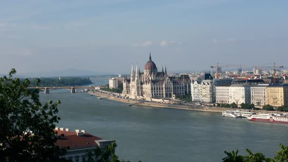 Budapest during summer with a nice view over the city and river