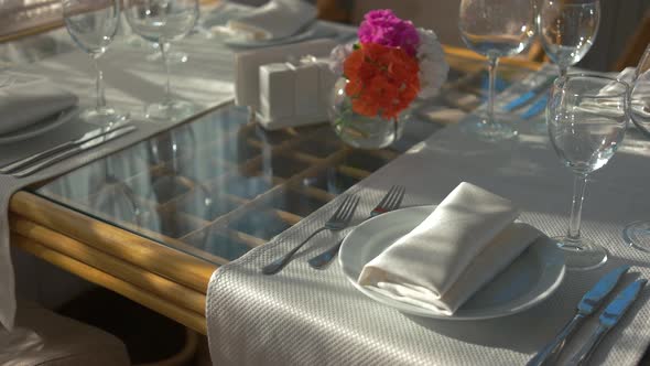 Dining Table, Vase with Flowers