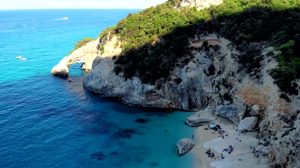 Golfo Di Orosei Sardina View From Above Stunning Aerial View of Beach Full of Beach Umbrellas and