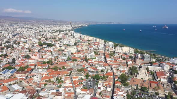 Aerial: The cityscape of Limassol