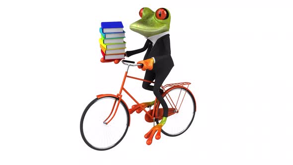 Fun frog on a bicycle - Digital animation