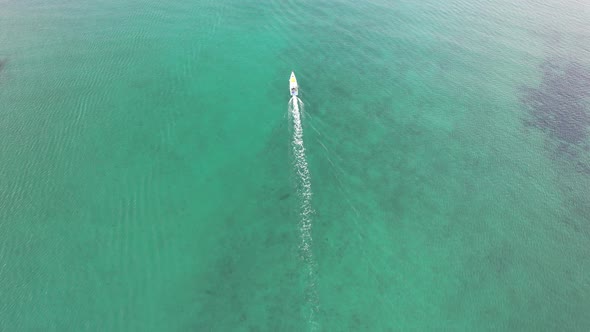 Aerial Boat on tropical Beach