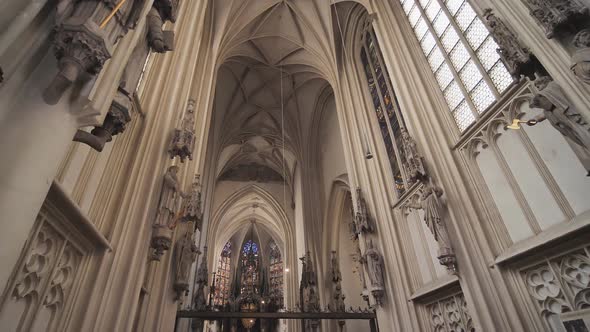 Interior of Maria Am Gestade or Church of Our Lady of the Riverbank with Christmas Decoration