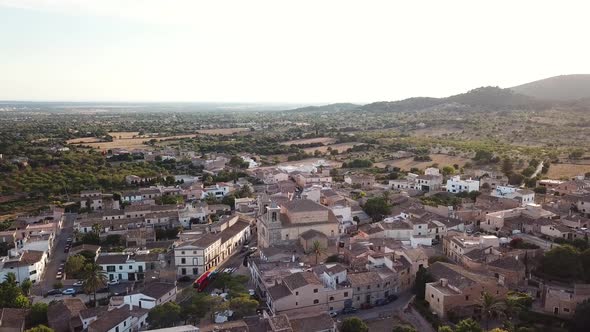 Old town of S'Alqueria Blanca in Mallorca, Spain, view from drone