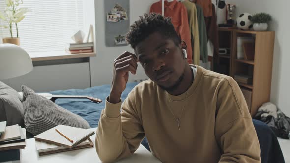 Young African American Man Posing on Camera at Home