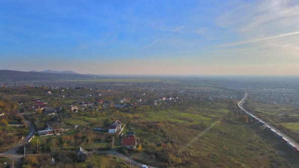 Landscape Looking to Beautiful Small Village in Mountain