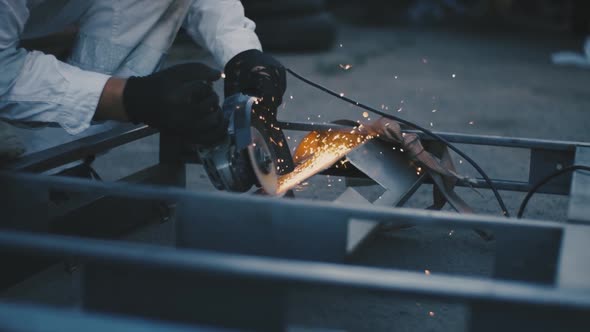 Man Works Circular Saw