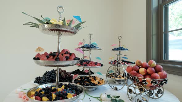 Close Up View of Candy Bar Wedding Candy Buffet at a Wedding Move Camera