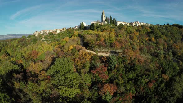 Aerial view of woods and Dobrinj Town