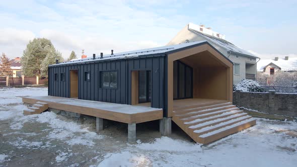 Aerial View of the Finished House in the Style of Barnhouse