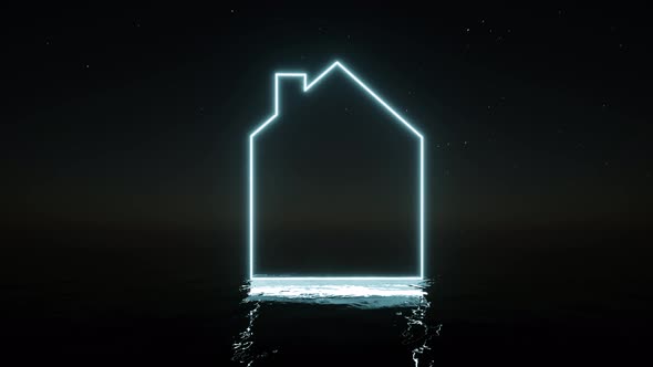 Banner Glowing Frame Hone Floating Water Futuristic Design 3d Animation Concept Art Computer Digital alt