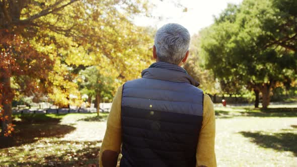 back of man walking outdoors