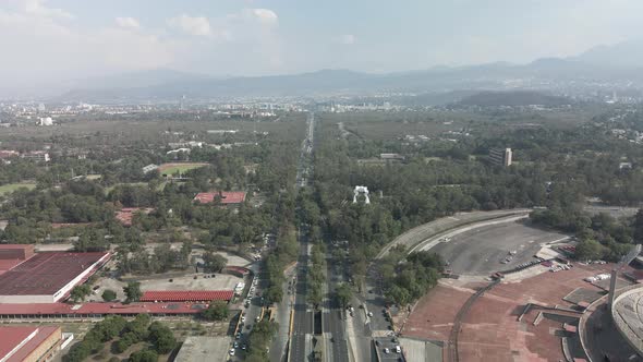 Drone view of UNAM main plaza in mexico city