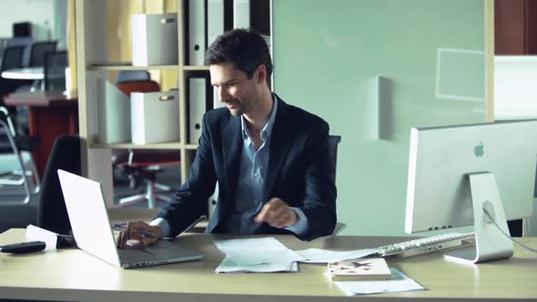 Businessman doing paperwork