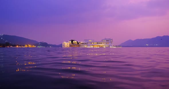 Udaipur Lake Palace Jag Niwas on Island on Lake Pichola with Water Ripples, Rajput Architecture