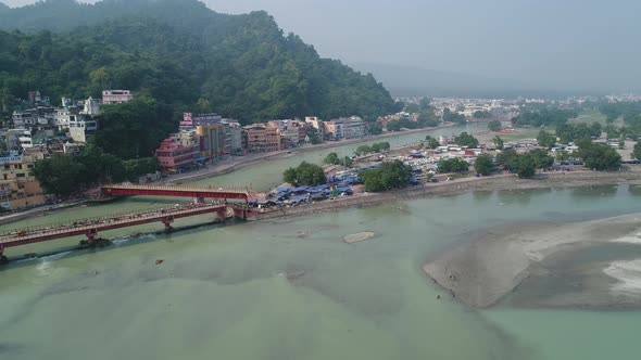 City of Haridwar state of Uttarakhand in India seen from the sky