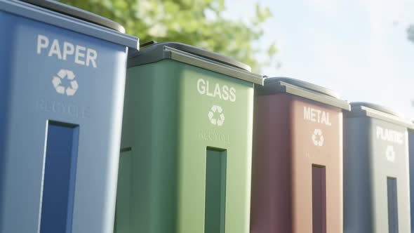 Containers for separate garbage collection with inscriptions of household waste