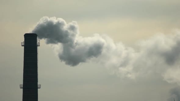 Smoke Comes From the Chimney. Air Pollution. Slow Motion. Ecology. Kyiv. Ukraine