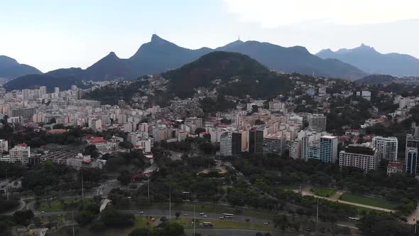 Hills, Mountains, Buildings (Rio De Janeiro, Brazil) Aerial View, Drone footage