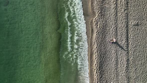 Azure texture of the sea aerial view 4 K