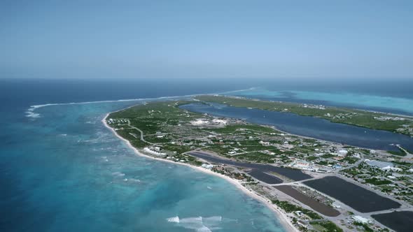 Aerial panorama of Caribbean island shot from above, Grand Turk, Turk and Caicos