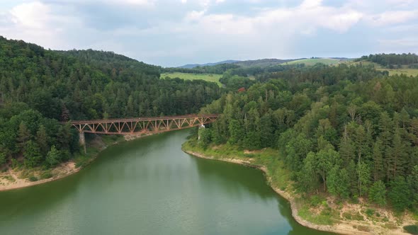 Aerial view of Pilchowicki bridge, Poland
