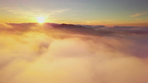 Drone Flies in the Clouds