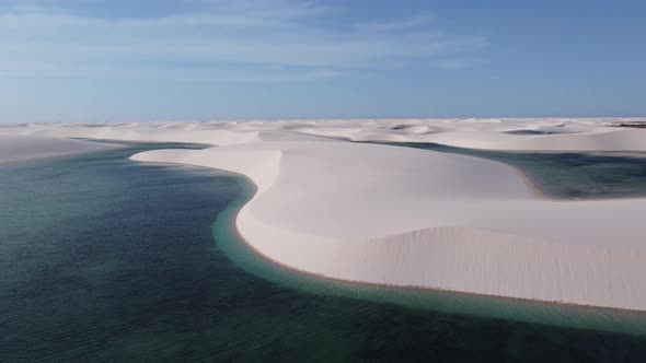 Brazilian landmark rainwater lakes and sand dunes. Lencois Maranhenses Brazil.