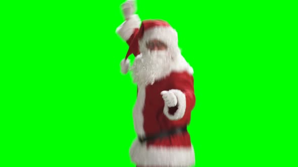 Merry Christmas. Dancing Santa Claus In Full Growth In Red Suit