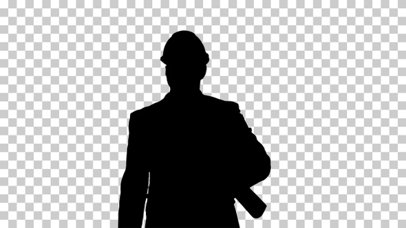 Silhouette  Architect walking , Alpha Channel alt