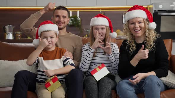 Positive Deaf Family During Video Call on Holidays