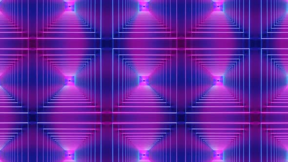 Blue Pink Color Neon Zoom In Tunnel Pattern Background Animation