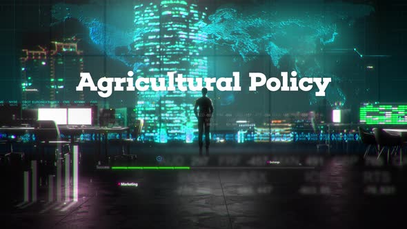 Finance Businessman in Office With Agricultural Policy Text