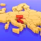 Map of Europe, focused on Croatia with a map sticker. - VideoHive Item for Sale