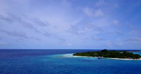 Luxury Overhead Island View of A Summer White Paradise Sand Beach and Aqua Blue Water Background