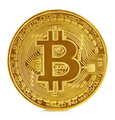 Golden bitcoin isolated on white background. New virtual money. - PhotoDune Item for Sale