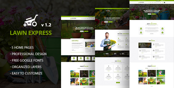 LawnExpress : Lawn, Gardening & Landscape PSD Template