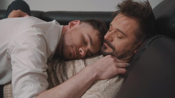 Young Man Sleeping in the Arms of His Boyfriend