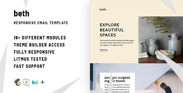 Beth  – Responsive HTML Email + StampReady, MailChimp & CampaignMonitor compatible files