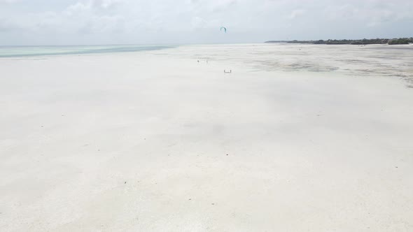 Zanzibar Tanzania  Kitesurfing Near the Shore Slow Motion