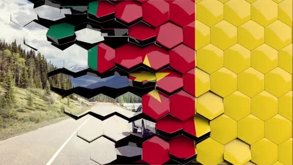 Cameroon Flag Hexagon Transition - 4K Resolution