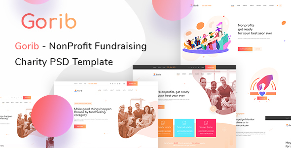 Gorib - Creative NonProfit Fundraising Charity PSD Template