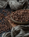 Freshly roasted coffee beans on a dark table in vintage style. L - PhotoDune Item for Sale