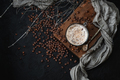 Coffee with milk foam on a dark background. Low key photography. - PhotoDune Item for Sale