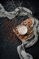 Cappuccino coffee with milk foam and chocolate on a wooden board - PhotoDune Item for Sale